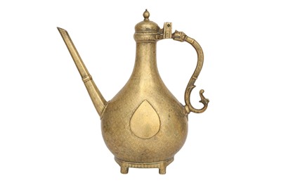 Lot 535 - AN INDIAN BRASS FOOTED AFTABA (WATER VESSEL)