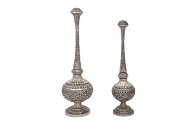 Lot 506 - TWO INDIAN SILVER ROSEWATER SPRINKLERS