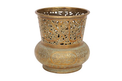 Lot 754 - A MAMLUK-REVIVAL ENGRAVED BRASS CAIROWARE VASE