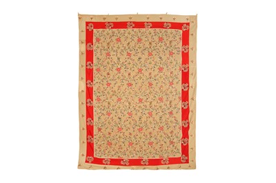 Lot 624 - AN ORNATE RASHT HANGING WITH FLOWERS