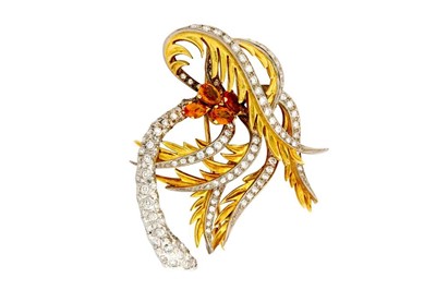 Lot 81 - Asprey I A citrine and diamond brooch, 1975