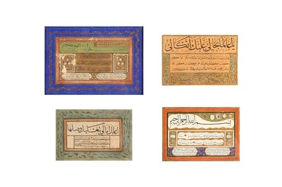 Lot 399 - FOUR OTTOMAN LEVHAS (CALLIGRAPHIC COMPOSITIONS)