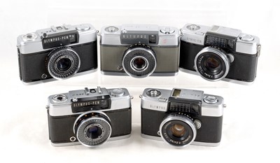 Lot 560 - Group of Olympus Pen Half Frame Cameras.