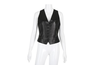 Lot 770 - Hermes Black Leather Waistcoat - Size 36