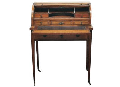 Lot 166 - A DUTCH TULIPWOOD AND CHEQUER STRUNG MARQUETRY INLAID BUREAU DE DAME