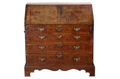 Lot 154 - AN 18TH CENTURY BURR WALNUT AND FEATHERBANDED BUREAU