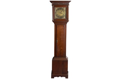 Lot 302 - AN 18TH CENTURY OAK CASED LONGCASE CLOCK
