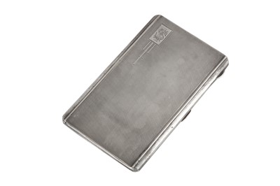 Lot 6 - A GEORGE VI STERLING SIVLER ART DECO CIGARETTE CASE, BIRMINGHAM 1937 BY JOSEPH GLOSTER LTD