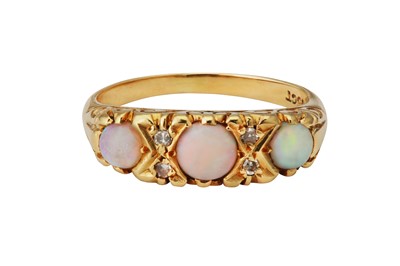 Lot 3 - A three stone opal ring