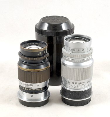 Lot 312 - A Pair of Leitz Elmar 9cm Screw Mount Lenses.