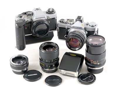 Lot 538 - Olympus OM-1n & OM10 Outfit.