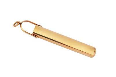 Lot 312 - An Edwardian 9 carat gold chatelaine pencil holder, London 1906 by John Collard Vickery