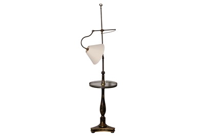 Lot 196 - A CHINOISERIE BLACK LACQUERED AND GILDED STANDARD LAMP, CIRCA 1920S
