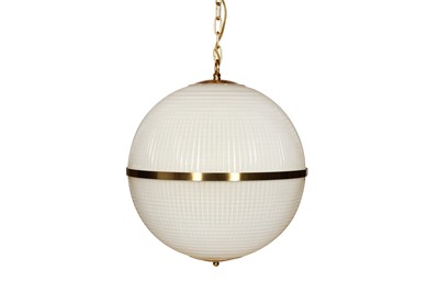 Lot 352 - PURE WHITE LINES, A LARGE OPALINE PARISIAN GLOBE PENDANT LIGHT