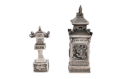 Lot 834 - TWO JAPANESE SILVER SEASONING SHAKERS
