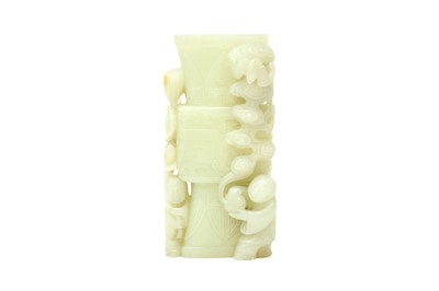 Lot 101 - A CHINESE WHITE JADE 'BOYS' VASE