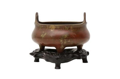 Lot 44 - A CHINESE GOLD-SPLASHED BRONZE INCENSE BURNER