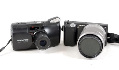 Lot 545 - A Sony Nex-5 Mirrorless DSLR & an Olympus Mju Zoom Compact.