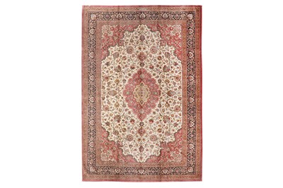 Lot 100 - AN EXTREMELY FINE, SIGNED SILK QUM CARPET, CENTRAL PERSIA