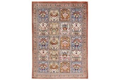 Lot 17 - A  VERY FINE SILK QUM RUG OF GARGEN DESIGN, CENTRAL PERSIA
