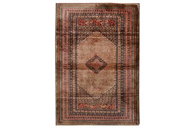 Lot 4 - A FINE SILK TURKISH RUG OF GHIORDES DESIGN