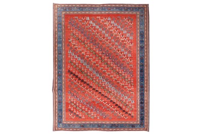 Lot 56 - AN UNUSUAL FINE QASHQAI SUMAC AND PART PILE CARPET, SOUTH-WEST PERSIA
