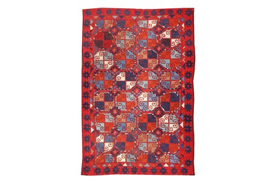 Lot 73 - A FINE UZBEKISTAN EMBROIDERED KILIM