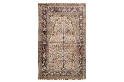 Lot 40 - A VERY FINE SIGNED SILK HEREKE PRAYER RUG, TURKEY