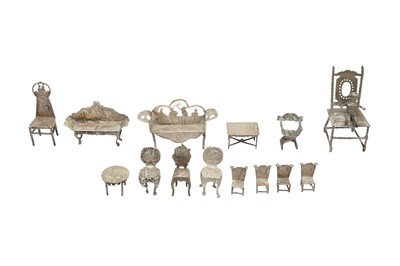 Lot 86 - A GROUP OF SILVER MINIATURE FURNITURE