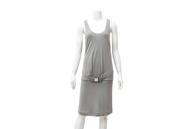 Lot 97 - Gucci Grey Crepe Sleeveless Buckle Dress - Size M