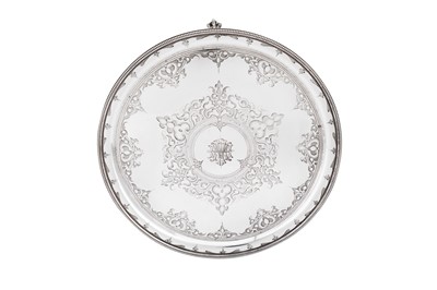 Lot 595 - A Victorian sterling silver salver, London 1874 by Martin, Hall and Co