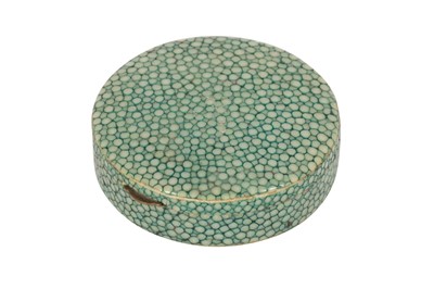 Lot 529 - A CIRCULAR BRASS SHAGREEN-CLAD COMPACT
