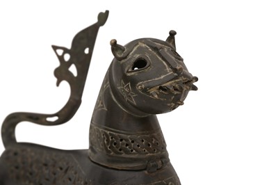 Lot 1 - A CAST OPENWORK BRONZE INCENSE BURNER IN THE SHAPE OF A LION