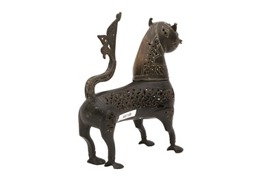 Lot 1 - A CAST OPENWORK BRONZE INCENSE BURNER IN THE SHAPE OF A LION