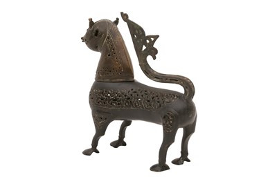 Lot 1 - A CAST OPENWORK BRONZE INCENSE BURNER IN THE SHAPE OF A LION