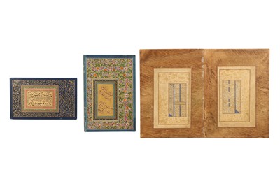 Lot 74 - FOUR ILLUMINATED FOLIOS OF NASTA'LIQ CALLIGRAPHY