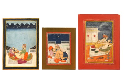 Lot 244 - THREE INDIAN EROTIC PAINTINGS