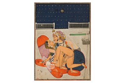 Lot 244 - THREE INDIAN EROTIC PAINTINGS