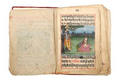 Lot 294 - A SECTION OF AN ILLUSTRATED MANUSCRIPT ON RADHA AND KRISHNA'S LOVE STORY