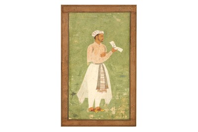 Lot 327 - A STANDING PORTRAIT OF A MUGHAL COURTIER