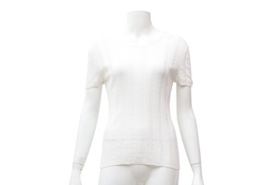 Lot 704 - Chanel Off White CC Logo Pointelle Top