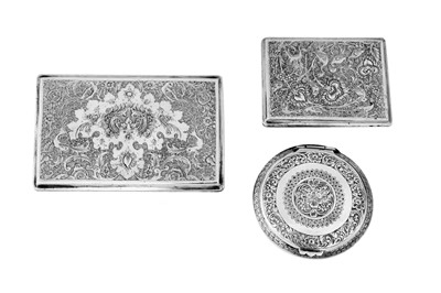 Lot 456 - A mid-20th century Persian (Iranian) silver cigarette case, Isfahan circa 1960