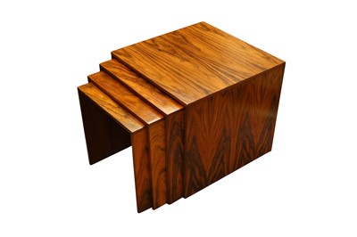 Lot 583 - A NEST OF SIMULATED ROSEWOOD TABLES