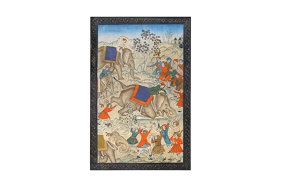 Lot 315 - THE MUGHAL EMPEROR JAHANGIR TAMING AN ELEPHANT