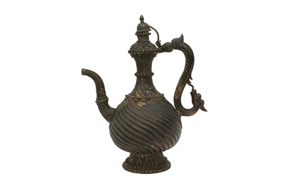 Lot 310 - A BRONZE EWER (AFTABA) WITH MAKARA HANDLE