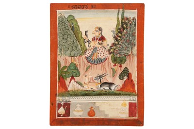 Lot 219 - AN ILLUSTRATION FROM A RAGAMALA SERIES: ASAVARI RAGINI OF SHRI RAGA