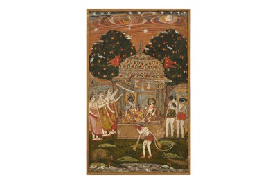Lot 276 - RAMA AND SITA ENTHRONED IN A GOLDEN PAVILION