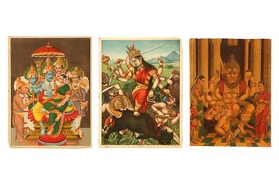 Lot 279 - THREE POPULAR STEAM PRESS PRINTS WITH HINDU DEITIES