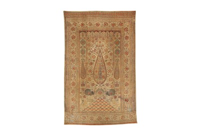 Lot 398 - A WOODBLOCK-PRINTED CHINTZ COTTON HANGING WITH PEACOCKS AND TIGERS