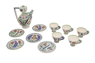 Lot 500 - AN IZNIK-STYLE CANTAGALLI POTTERY COFFEE SET